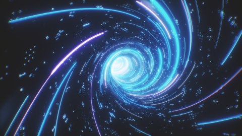 Fototapeta Flying Inside Digital Data Tunnel. Futuristic Abstract Background With Neon Rays. Concept For Big Data, Blockchain, C