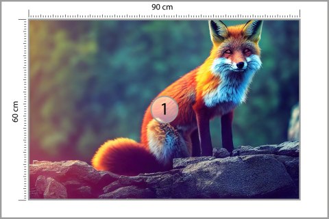 Fototapeta Fox Sitting In The Woods With Weird Eyes