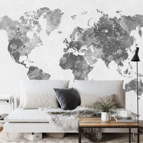 Fototapeta Mapa Świata Akwarela Monochromatyczne