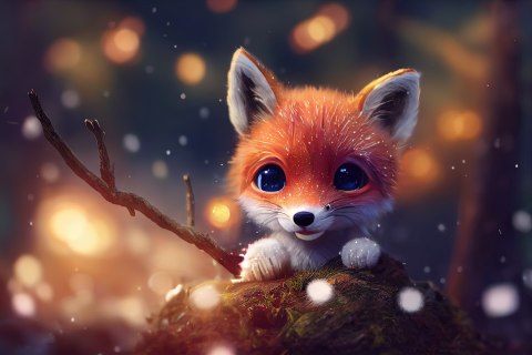 Fototapeta Red Fox Cub In The Snow