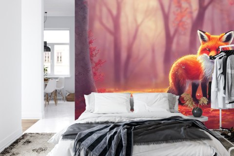 Fototapeta Woodland Fox In Autumn, Created With Ai, Artificial Intelligence