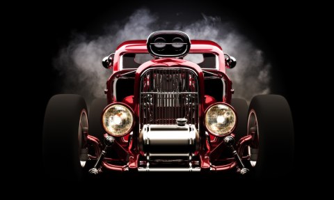 Obraz Wieloczęściowy Samochód Hot Rod Na Tle Dymu