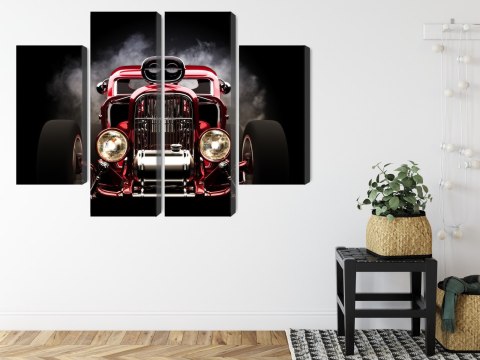Obraz Wieloczęściowy Samochód Hot Rod Na Tle Dymu