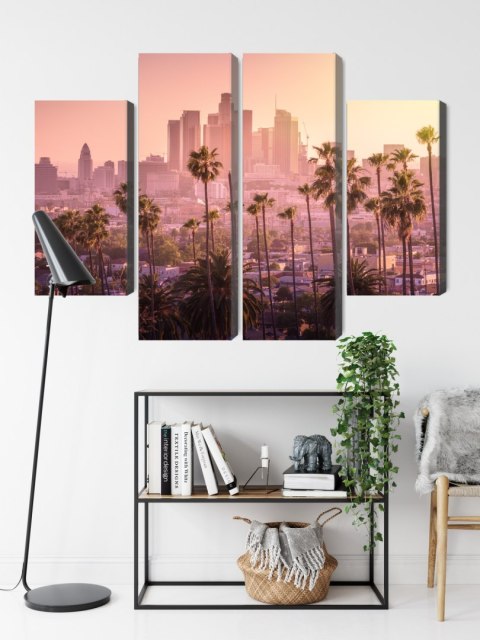 Obraz Wieloczęściowy Centrum Los Angeles O Zachodzie Słońca
