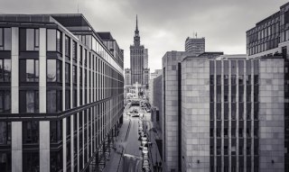 Obraz Wieloczęściowy Czarno-Biała Panorama Centrum Warszawy