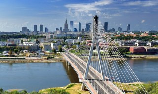 Obraz Wieloczęściowy Most Z Panoramą Warszawy W Tle