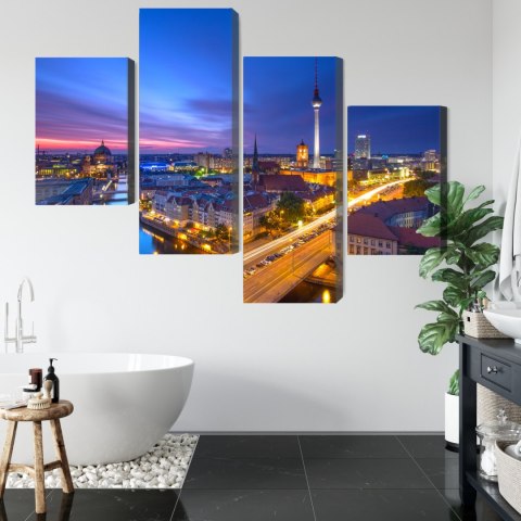 Obraz Wieloczęściowy Panorama Berlina O Zachodzie Słońca