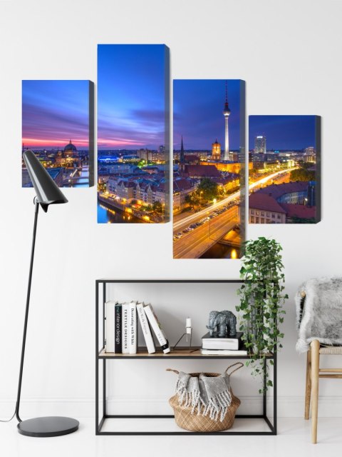 Obraz Wieloczęściowy Panorama Berlina O Zachodzie Słońca