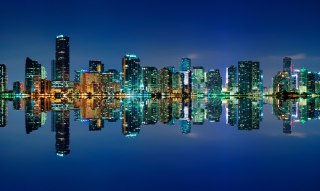 Obraz Wieloczęściowy Panorama Miami Nocą