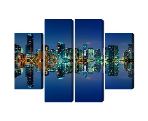 Obraz Wieloczęściowy Panorama Miami Nocą