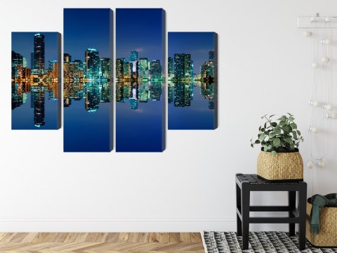 Obraz Wieloczęściowy Panorama Miami Nocą