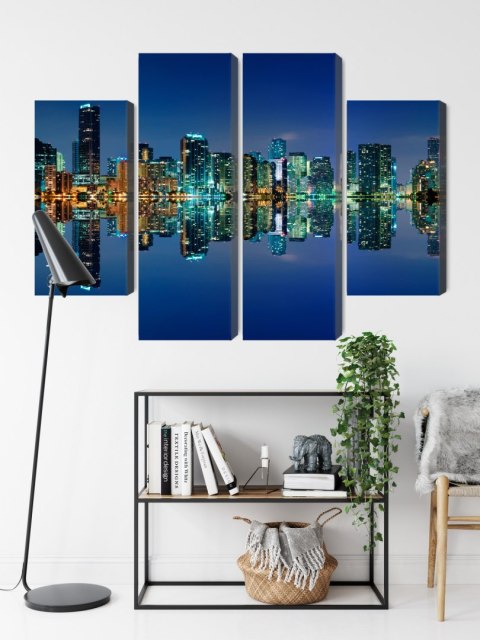 Obraz Wieloczęściowy Panorama Miami Nocą