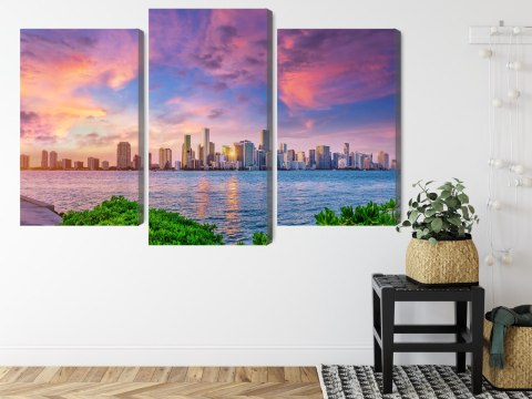 Obraz Wieloczęściowy Panorama Miami Podczas Zachodu Słońca