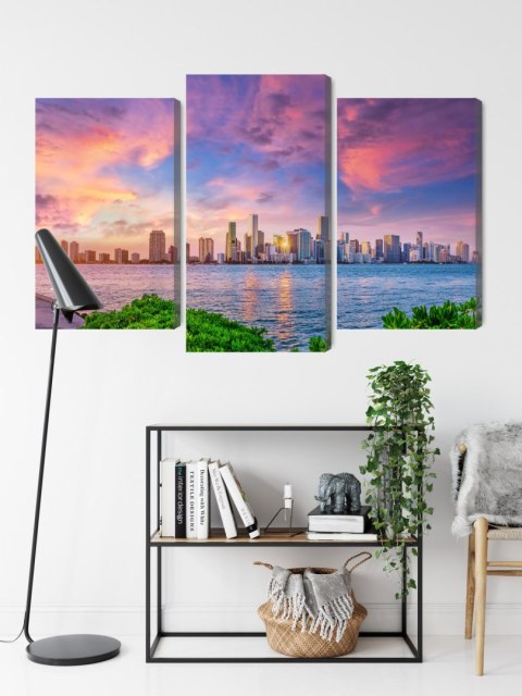 Obraz Wieloczęściowy Panorama Miami Podczas Zachodu Słońca