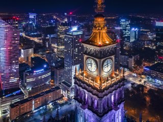 Obraz Wieloczęściowy Warszawska Panorama Nocą
