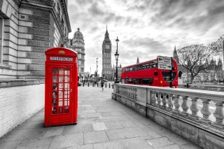Obraz Wieloczęściowy Czerwona Budka Telefoniczna W Londynie I Big Ben