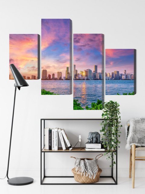 Obraz Wieloczęściowy Panorama Miami Podczas Zachodu Słońca