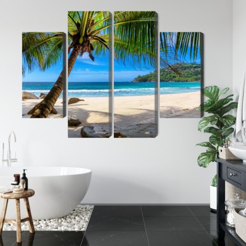 Obraz Wieloczęściowy Tropikalna Plaża Z Palmą 3D