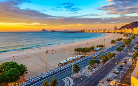Obraz Wieloczęściowy Widok Na Wschód Słońca Plaży Copacabana I Avenida