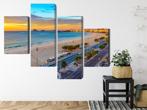 Obraz Wieloczęściowy Widok Na Wschód Słońca Plaży Copacabana I Avenida