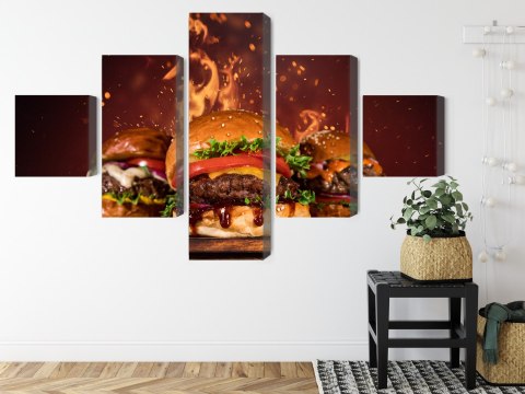 Obraz Wieloczęściowy Smaczne Hamburgery