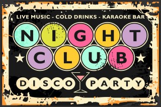 Obraz Na Płótnie Napisy W Klubie Retro Disco