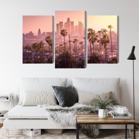Obraz Wieloczęściowy Centrum Los Angeles O Zachodzie Słońca