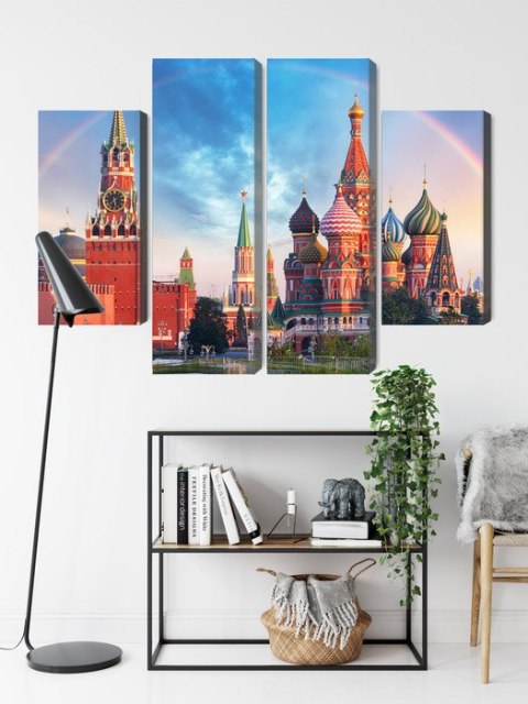 Obraz Wieloczęściowy Panorama Placu Czerwonego Z Kremlem I Soborem Wasyla Błogosławionego