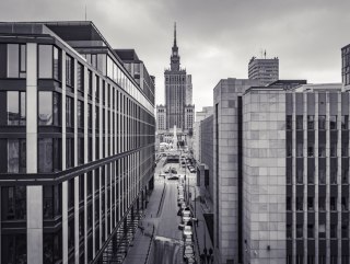 Obraz Wieloczęściowy Czarno-Biała Panorama Centrum Warszawy
